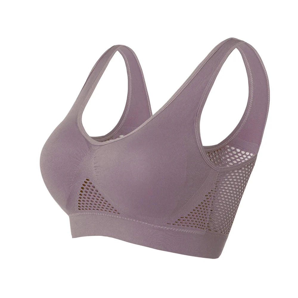 M-6XL Women Hollow Out Fitness Yoga Sports Bra For Running Gym Padded push up Seamless Top Athletic Vest brassiere Dames & Queens Dreams-Lingerie
