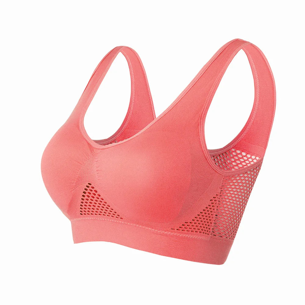 M-6XL Women Hollow Out Fitness Yoga Sports Bra For Running Gym Padded push up Seamless Top Athletic Vest brassiere Dames & Queens Dreams-Lingerie
