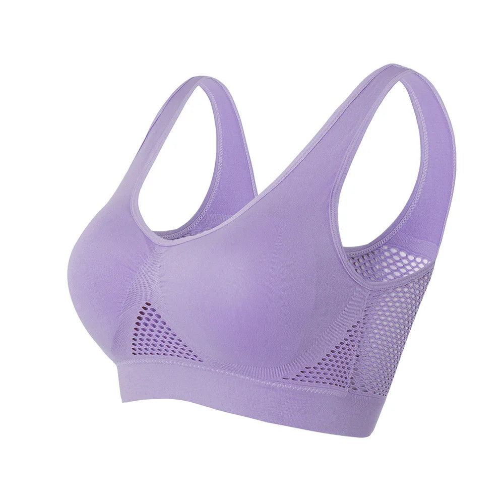 M-6XL Women Hollow Out Fitness Yoga Sports Bra For Running Gym Padded push up Seamless Top Athletic Vest brassiere Dames & Queens Dreams-Lingerie