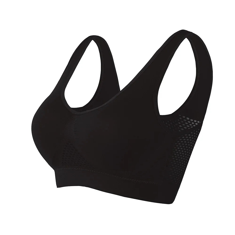 M-6XL Women Hollow Out Fitness Yoga Sports Bra For Running Gym Padded push up Seamless Top Athletic Vest brassiere Dames & Queens Dreams-Lingerie