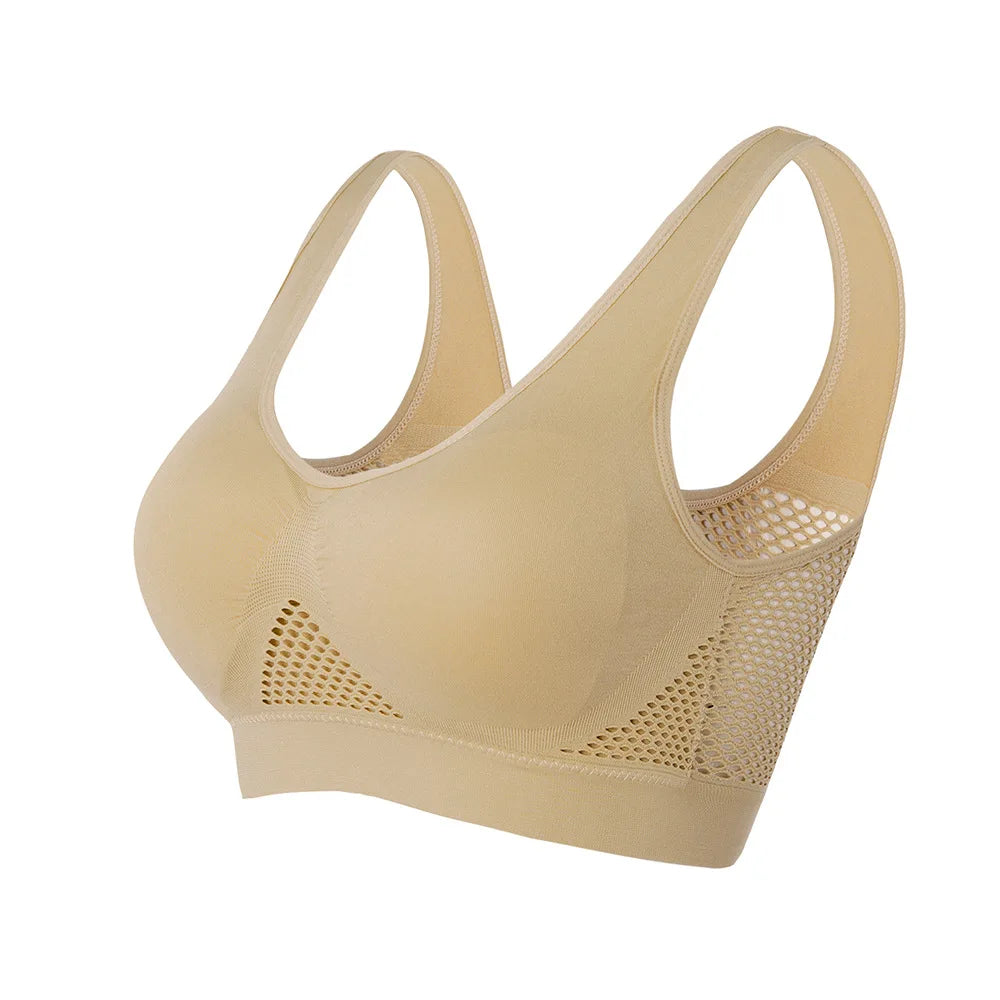 M-6XL Women Hollow Out Fitness Yoga Sports Bra For Running Gym Padded push up Seamless Top Athletic Vest brassiere Dames & Queens Dreams-Lingerie