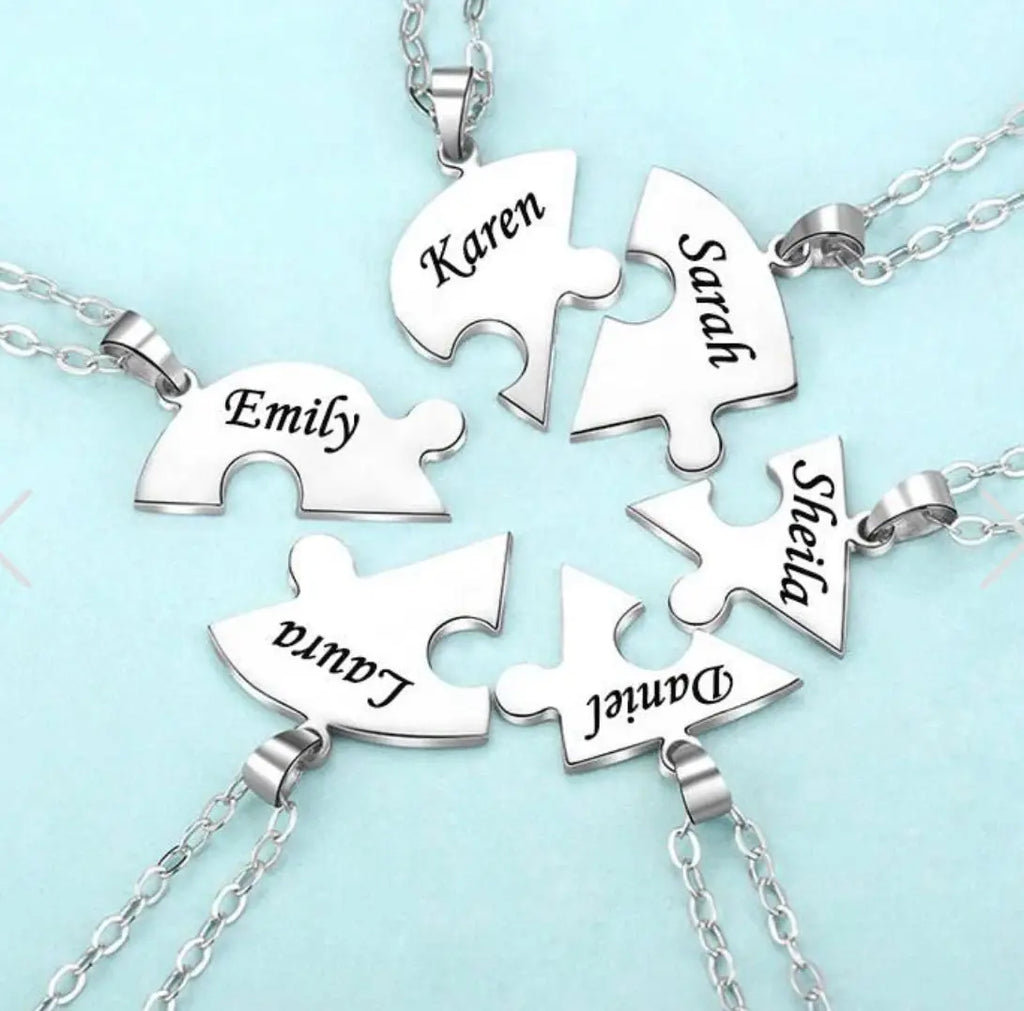 MaiLun Custom Names Puzzled Heart Pendant Necklace Engraved Names Puzzled Hearts Pendant- send names via chat Dames & Queens Dreams-Lingerie