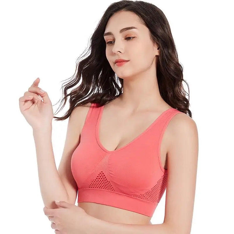M-6XL Women Hollow Out Fitness Yoga Sports Bra For Running Gym Padded push up Seamless Top Athletic Vest brassiere Dames & Queens Dreams-Lingerie