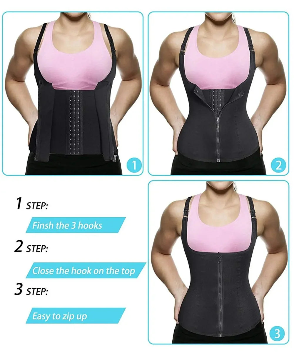 Waist Trainer Tank Top For Women Zipper Body Shaper Tummy Control Sleeveless Top Women's Activewear Body Shaping Underwear Dames & Queens Dreams-Lingerie