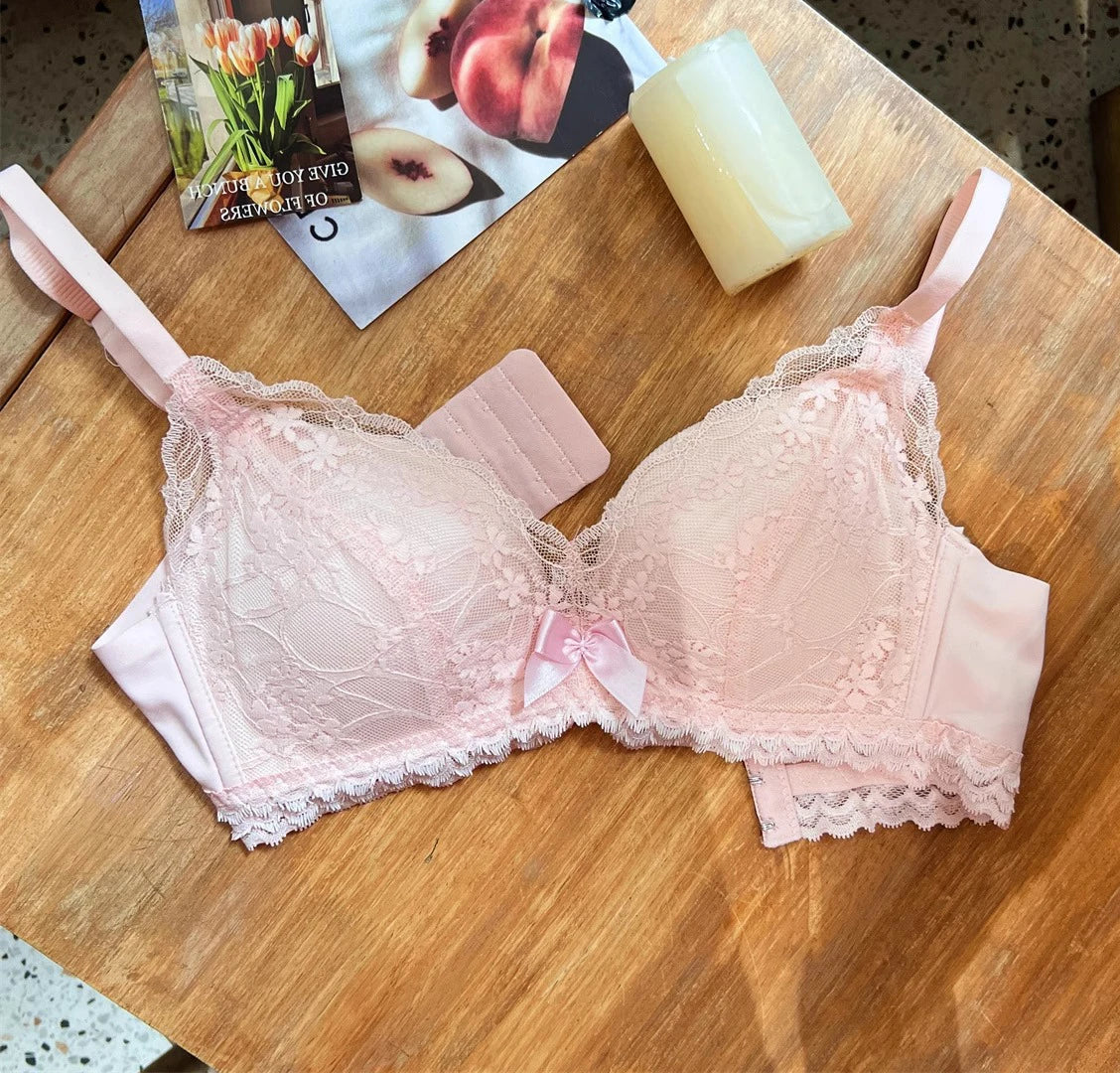 Wireless French Bralette for Small Chest, No Adjustable Push Up Lace Bra Set, Comfort Sexy Non Padded Lingerie for Women MOYISU Dames & Queens Dreams-Lingerie