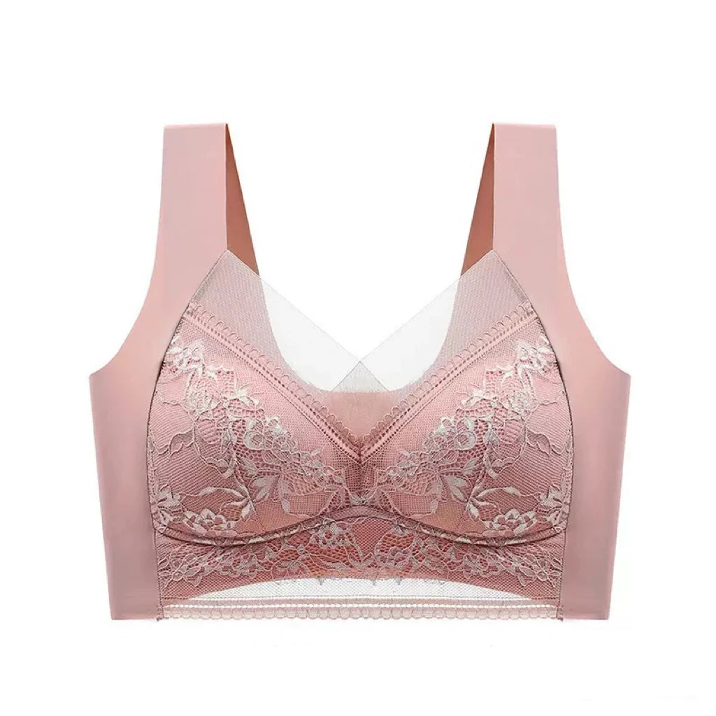 1pcs Women Lace Plus Size Bra Basic Anti Sagging Thin Vest With Padded Female Brassier Lady Ice Silk Seamless Comfort breath Bra Dames & Queens Dreams-Lingerie