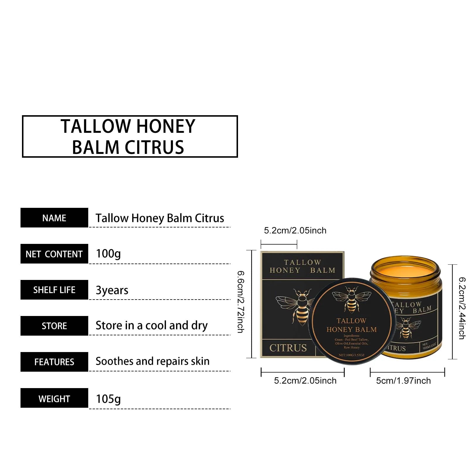 Tallow Honey Cream Glow Hydrating Skin Improve Elasticity Soft Bleaching Improve Dullness Firming Face Body Moisturizer Lotion Dames & Queens Dreams-Lingerie
