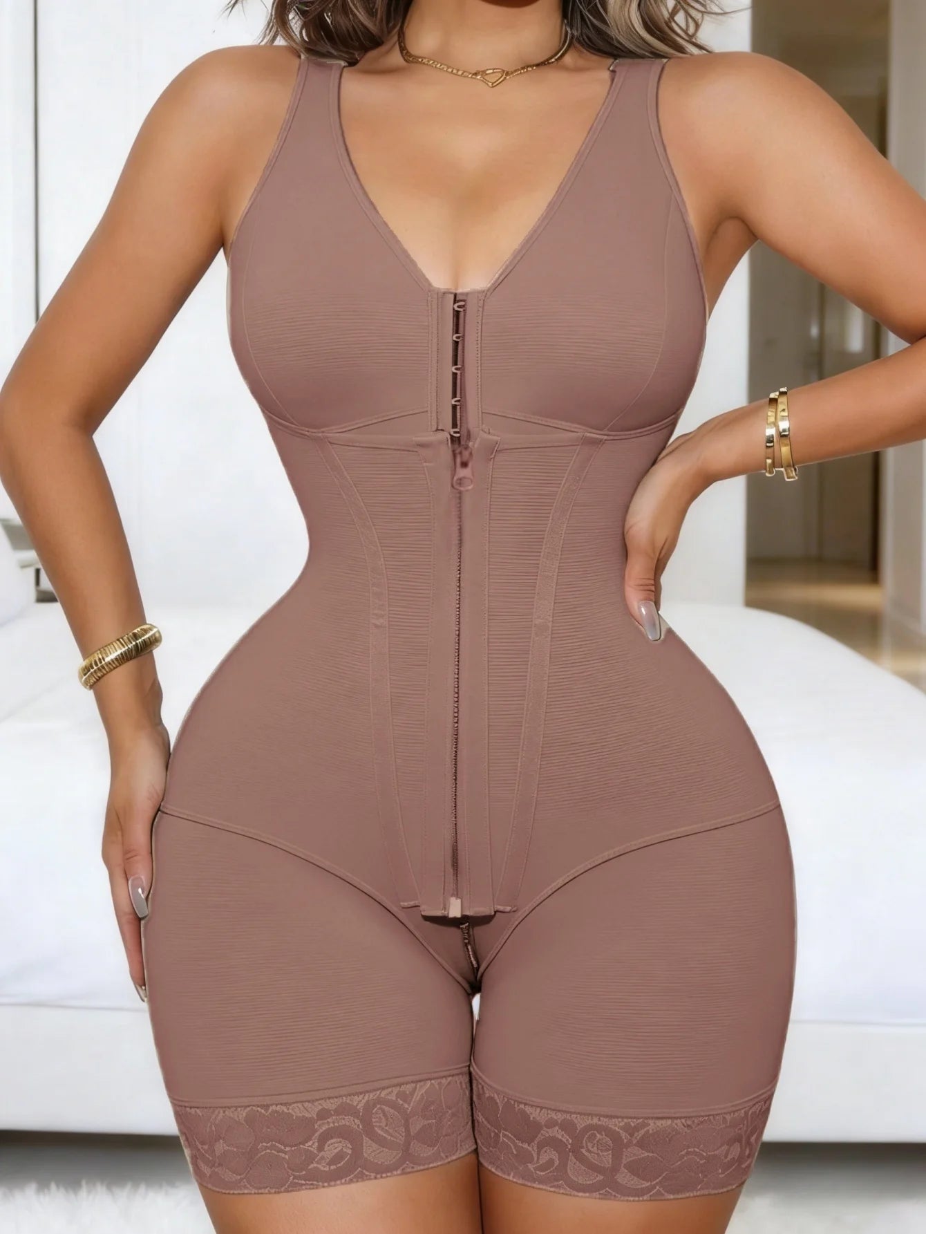 1pc Full Shapewear With Zipper Women's Adjustable Waist Trainer Tummy Control Body Shaper Butt Lifter Dames & Queens Dreams-Lingerie