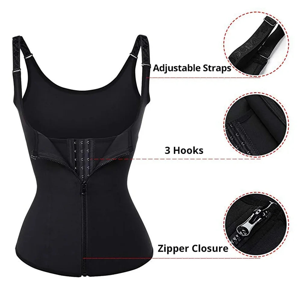 Waist Trainer Tank Top For Women Zipper Body Shaper Tummy Control Sleeveless Top Women's Activewear Body Shaping Underwear Dames & Queens Dreams-Lingerie