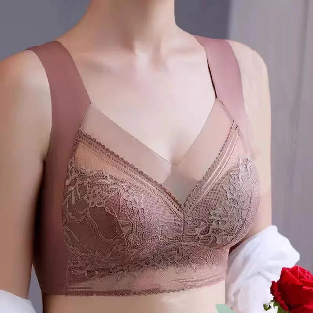 1pcs Women Lace Plus Size Bra Basic Anti Sagging Thin Vest With Padded Female Brassier Lady Ice Silk Seamless Comfort breath Bra Dames & Queens Dreams-Lingerie