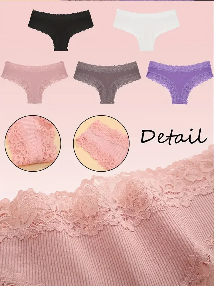 3Pcs/set Women Cotton Lace Panties Floral Intimate Underwear Trendy Patchwork Lace Briefs Female Soft Underpants Lingerie S-XL Dames & Queens Dreams-Lingerie