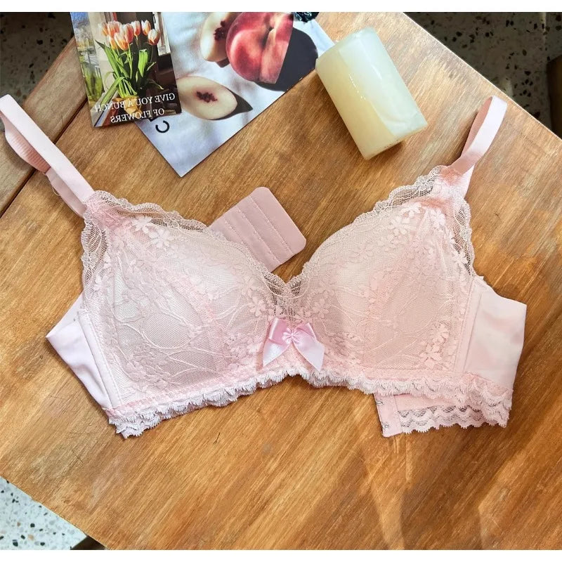 Wireless French Bralette for Small Chest, No Adjustable Push Up Lace Bra Set, Comfort Sexy Non Padded Lingerie for Women MOYISU Dames & Queens Dreams-Lingerie