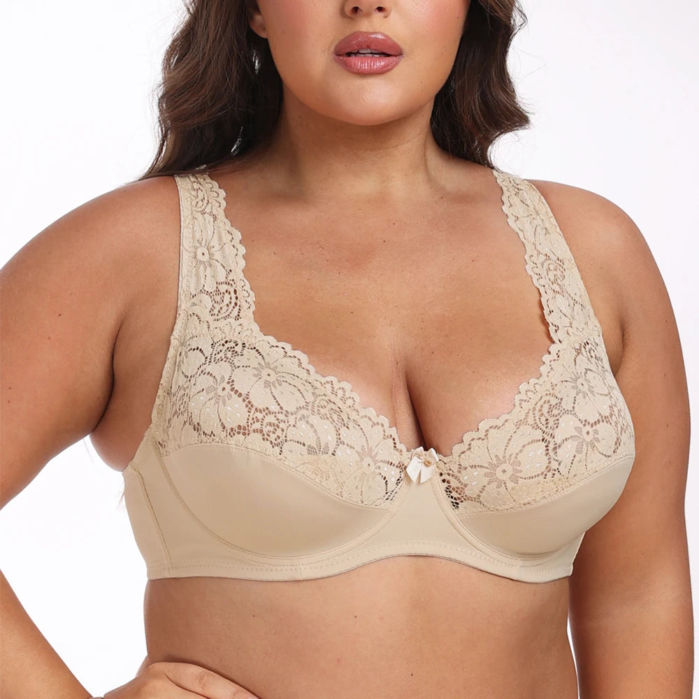 Bras For Womens Lingerie Top Female Lace Bra Underwire Plus Size Brassiere Perspective Sexy Underwear B C D DD E F Cup Dames & Queens Dreams-Lingerie