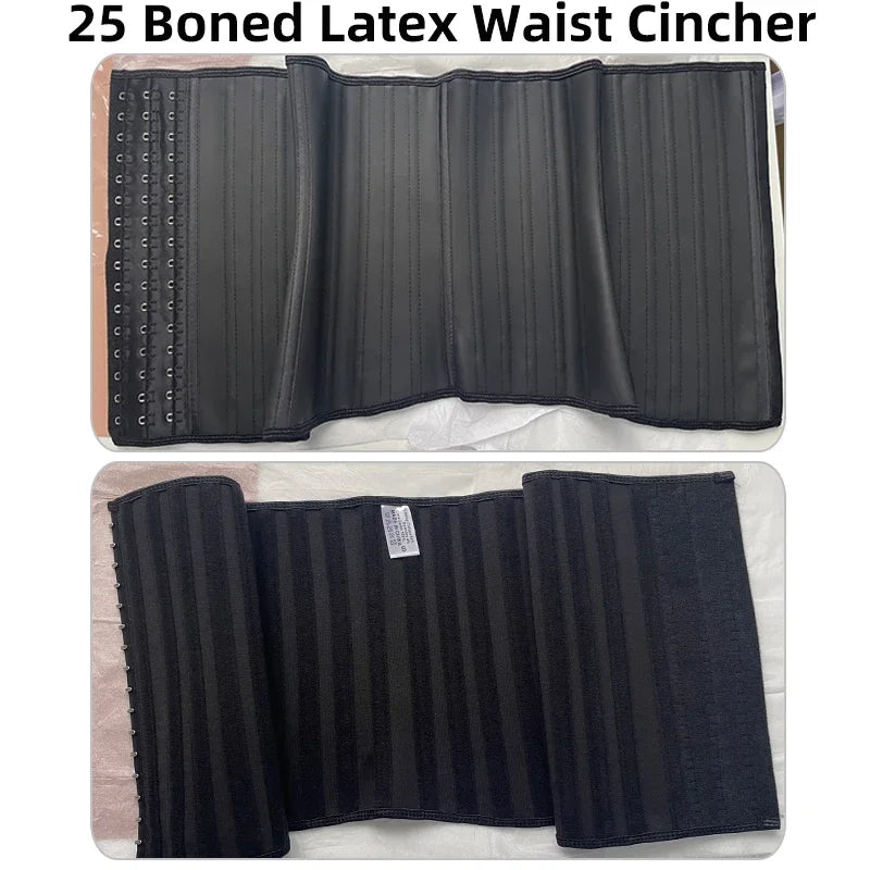 25 bones Corset Waist Trainer Latex Body Shapewear Women Tummy Shaper Belly Sheath Sllimming Belt Modeling Strap Weight Loss Dames & Queens Dreams-Lingerie