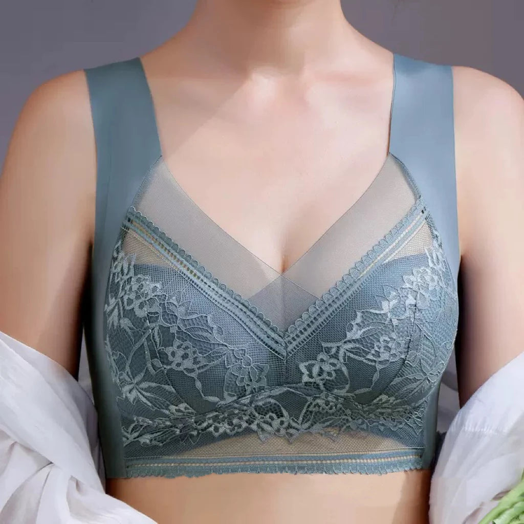 1pcs Women Lace Plus Size Bra Basic Anti Sagging Thin Vest With Padded Female Brassier Lady Ice Silk Seamless Comfort breath Bra Dames & Queens Dreams-Lingerie