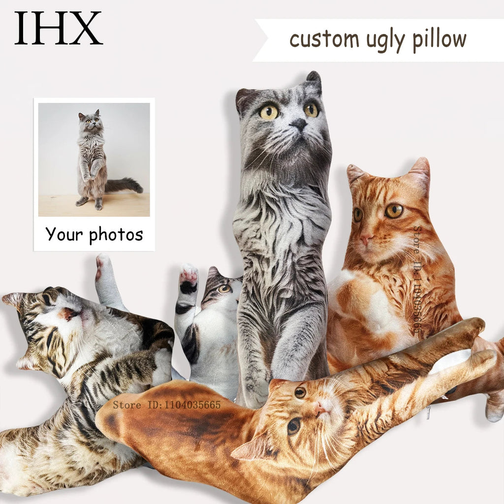 IHX Ugly Cat Dog Zany Pillow,Custom Pet 3D Pillow,Personalized Pet Pillow From Photo,Pet Loss Memorial Gift,Stuffed Toys Dolls Dames & Queens Dreams-Lingerie