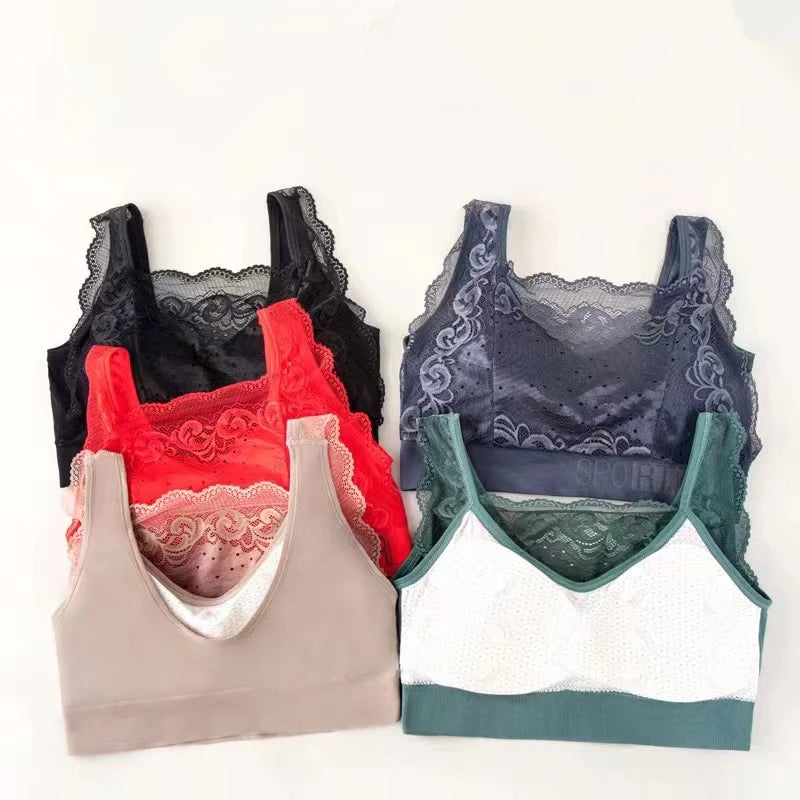 New Lace Non-trace Wrapping Tube Top Vest Style Ladies Underwear Without Steel Ring Anti-light Sexy Women's Sports Bra With Mat Dames & Queens Dreams-Lingerie