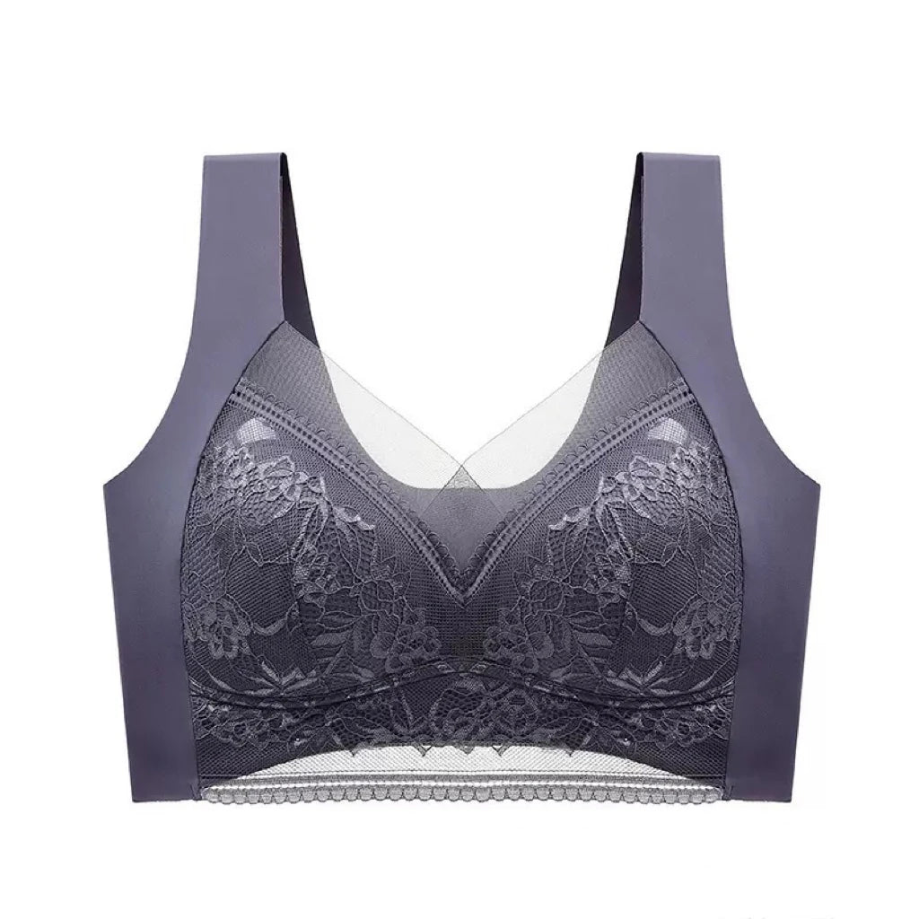 1pcs Women Lace Plus Size Bra Basic Anti Sagging Thin Vest With Padded Female Brassier Lady Ice Silk Seamless Comfort breath Bra Dames & Queens Dreams-Lingerie