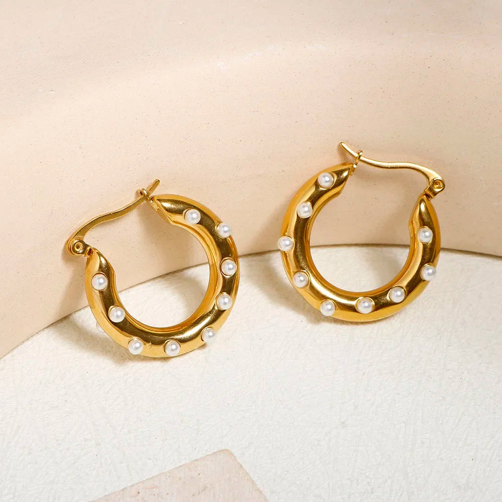 Luxury Shiny Zircon Hoop Earrings - Stainless Steel Dames & Queens Dreams-Lingerie