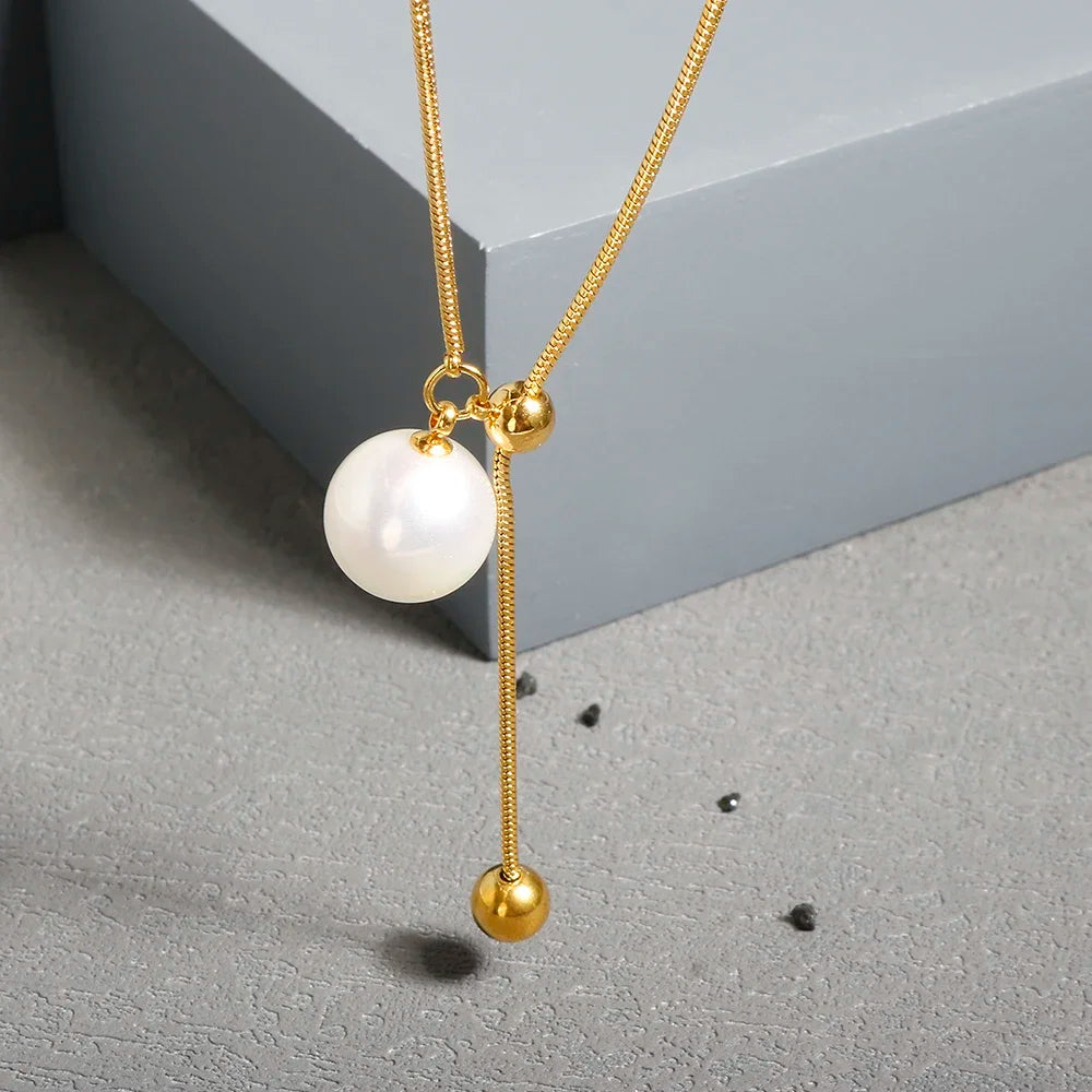 Delicate Water Drop Pendant Necklace - Stainless Steel Dames & Queens Dreams-Lingerie