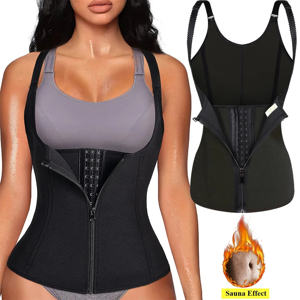 Waist Trainer Tank Top For Women Zipper Body Shaper Tummy Control Sleeveless Top Women's Activewear Body Shaping Underwear Dames & Queens Dreams-Lingerie