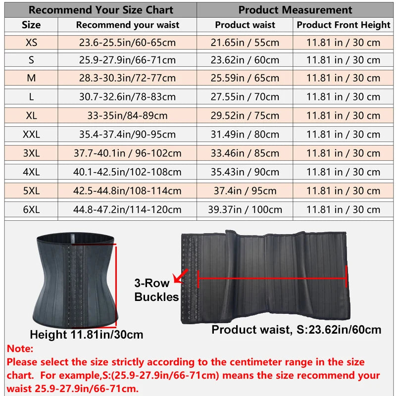 25 bones Corset Waist Trainer Latex Body Shapewear Women Tummy Shaper Belly Sheath Sllimming Belt Modeling Strap Weight Loss Dames & Queens Dreams-Lingerie