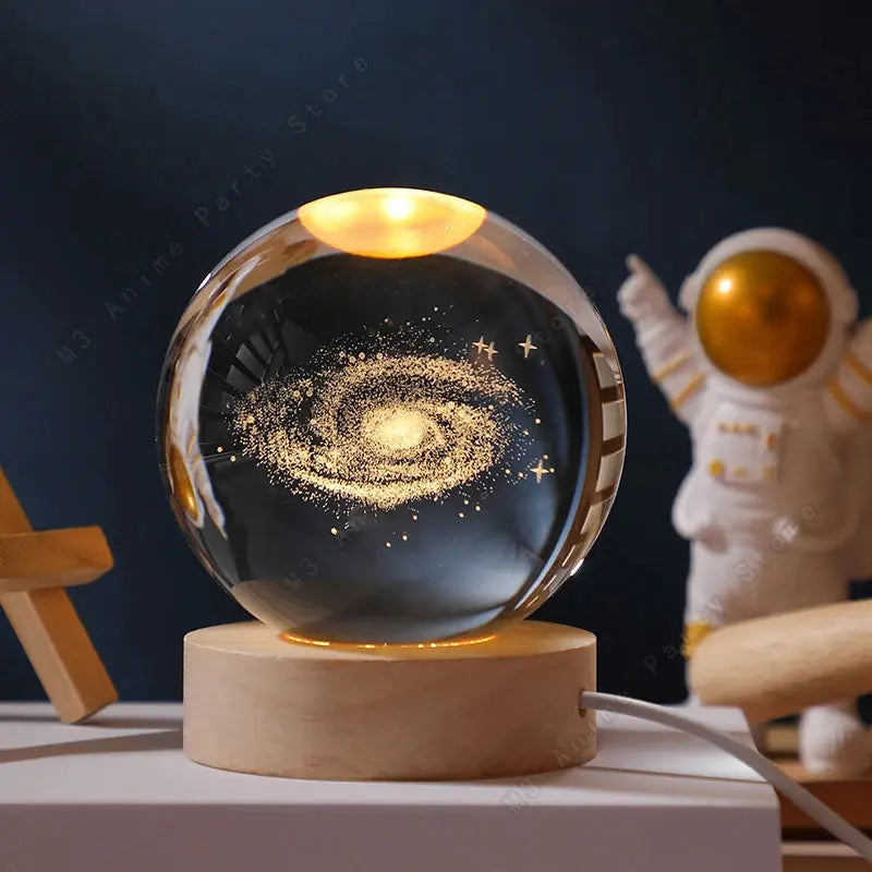 Unique 3D Crystal Ball Night Light Led Lamp Bedside Table Glowing Galaxy Lamp Saturn Planets Moon Children Birthday Gift Toy 5cm Dames & Queens Dreams-Lingerie