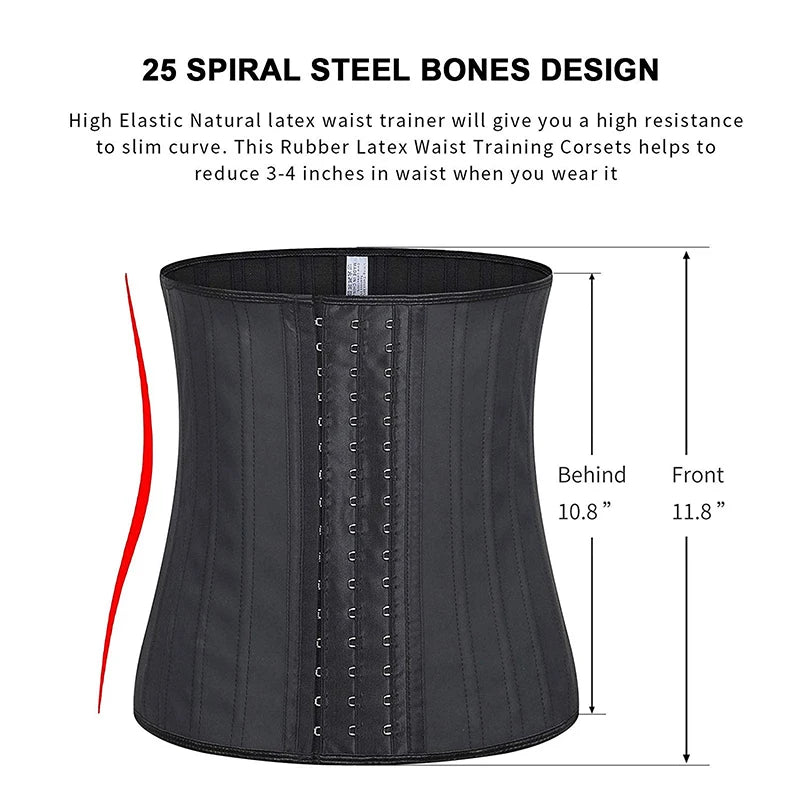 25 bones Corset Waist Trainer Latex Body Shapewear Women Tummy Shaper Belly Sheath Sllimming Belt Modeling Strap Weight Loss Dames & Queens Dreams-Lingerie