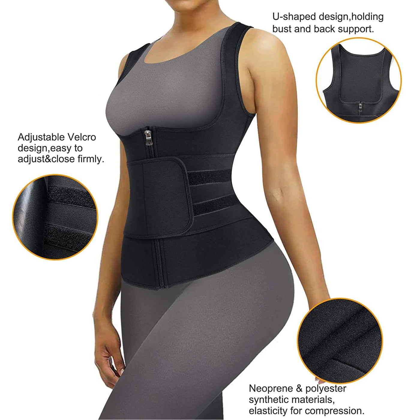 Neoprene Sauna Vest - Adjustable Waist Trainer for Women Dames & Queens Dreams-Lingerie