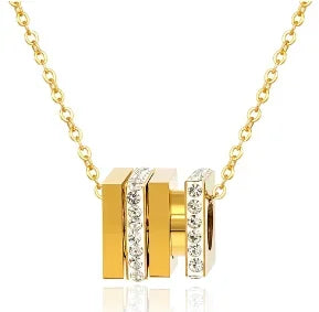 Vintage Textured Three-Layer Necklace - Stainless Steel Dames & Queens Dreams-Lingerie