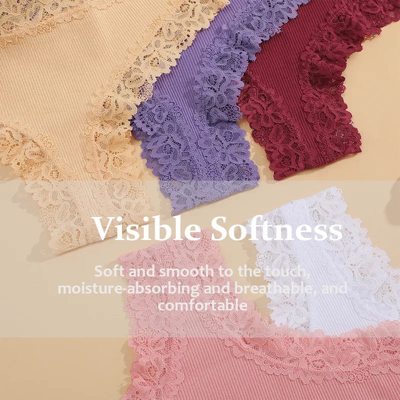 3Pcs/set Women Cotton Lace Panties Floral Intimate Underwear Trendy Patchwork Lace Briefs Female Soft Underpants Lingerie S-XL Dames & Queens Dreams-Lingerie