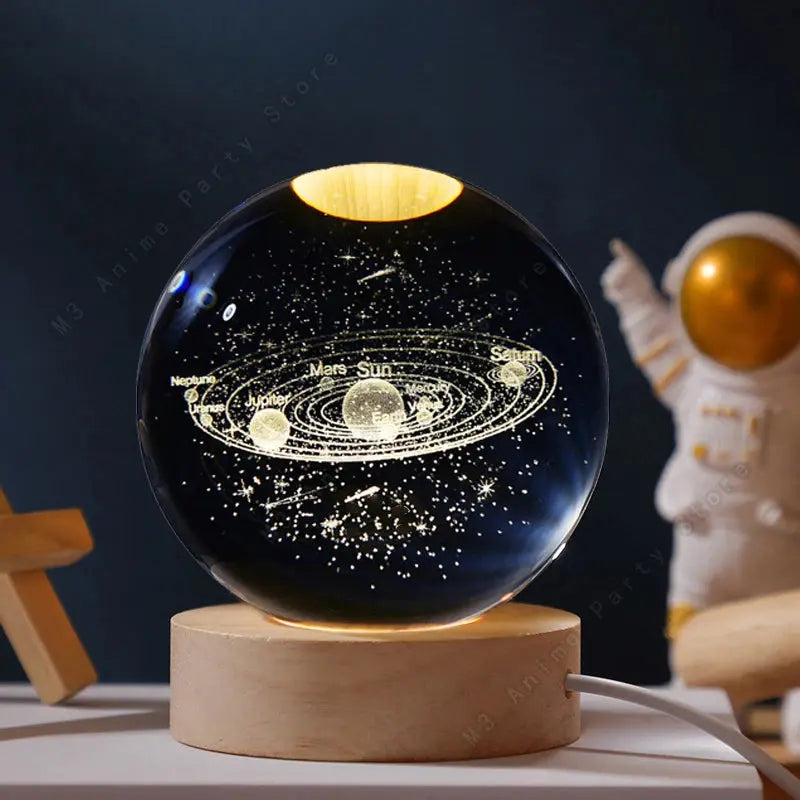 Unique 3D Crystal Ball Night Light Led Lamp Bedside Table Glowing Galaxy Lamp Saturn Planets Moon Children Birthday Gift Toy 5cm Dames & Queens Dreams-Lingerie