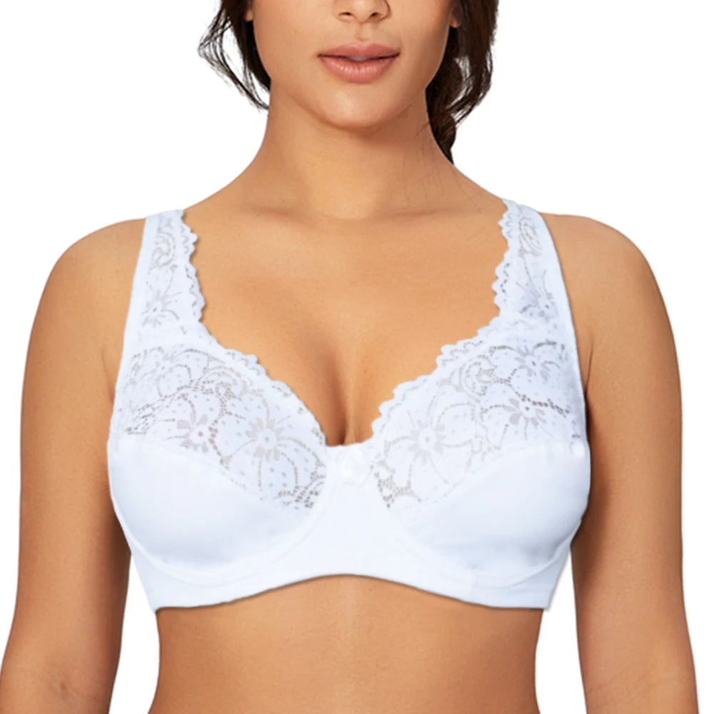 Bras For Womens Lingerie Top Female Lace Bra Underwire Plus Size Brassiere Perspective Sexy Underwear B C D DD E F Cup Dames & Queens Dreams-Lingerie