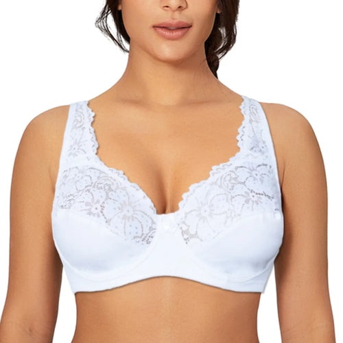 Bras For Womens Lingerie Top Female Lace Bra Underwire Plus Size Brassiere Perspective Sexy Underwear B C D DD E F Cup Dames & Queens Dreams-Lingerie