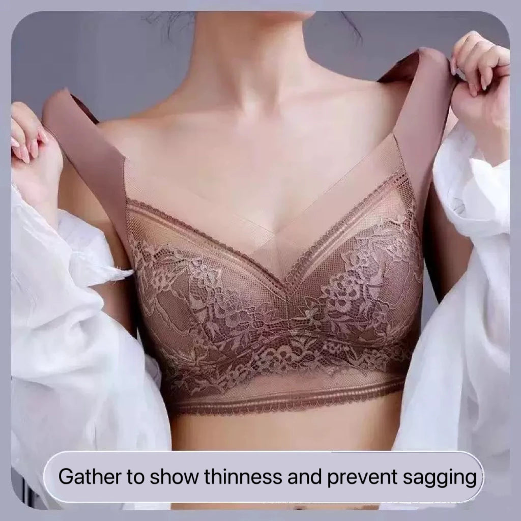 1pcs Women Lace Plus Size Bra Basic Anti Sagging Thin Vest With Padded Female Brassier Lady Ice Silk Seamless Comfort breath Bra Dames & Queens Dreams-Lingerie