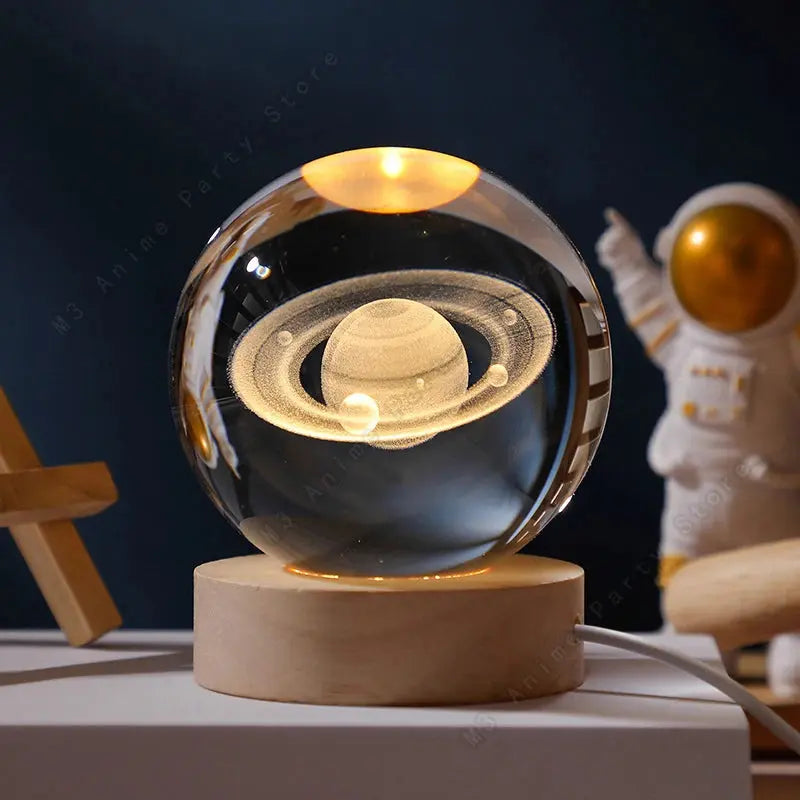 Unique 3D Crystal Ball Night Light Led Lamp Bedside Table Glowing Galaxy Lamp Saturn Planets Moon Children Birthday Gift Toy 5cm Dames & Queens Dreams-Lingerie
